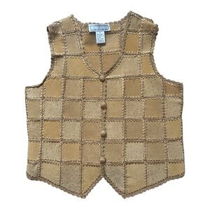 Vintage suede/ leather crochet patchwork vest